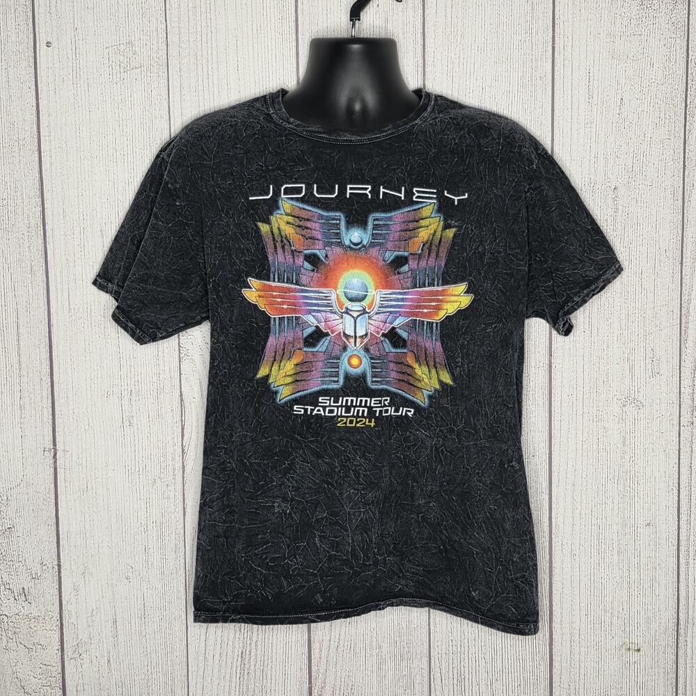 Journey 2024 Summer Stadium Tour Concert T-Shirt Black Wash, sz Large